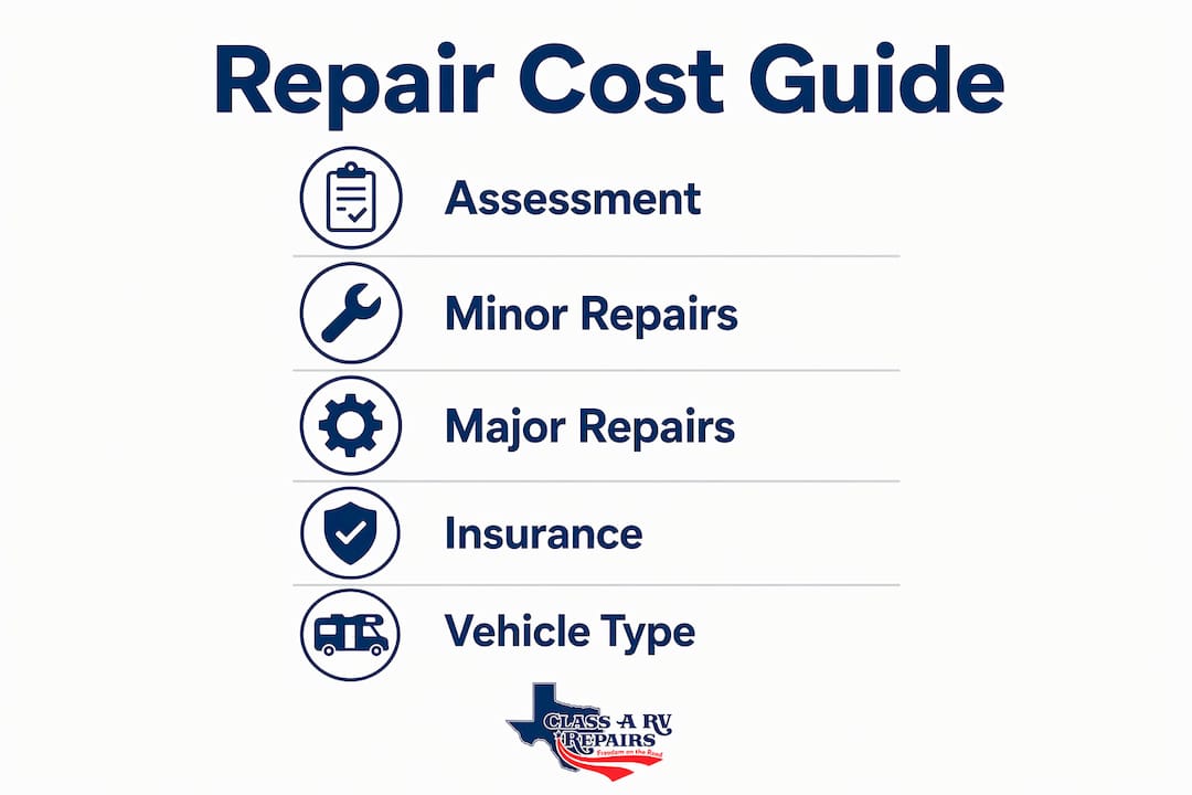 Infographic outlining camper body repair cost steps