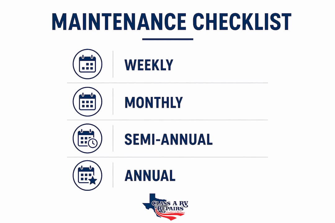 Infographic showing RV maintenance checklist steps