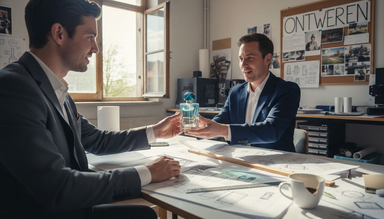 In zijn atelier presenteert de ontwerper een opvallende, vernieuwende vormgeving.