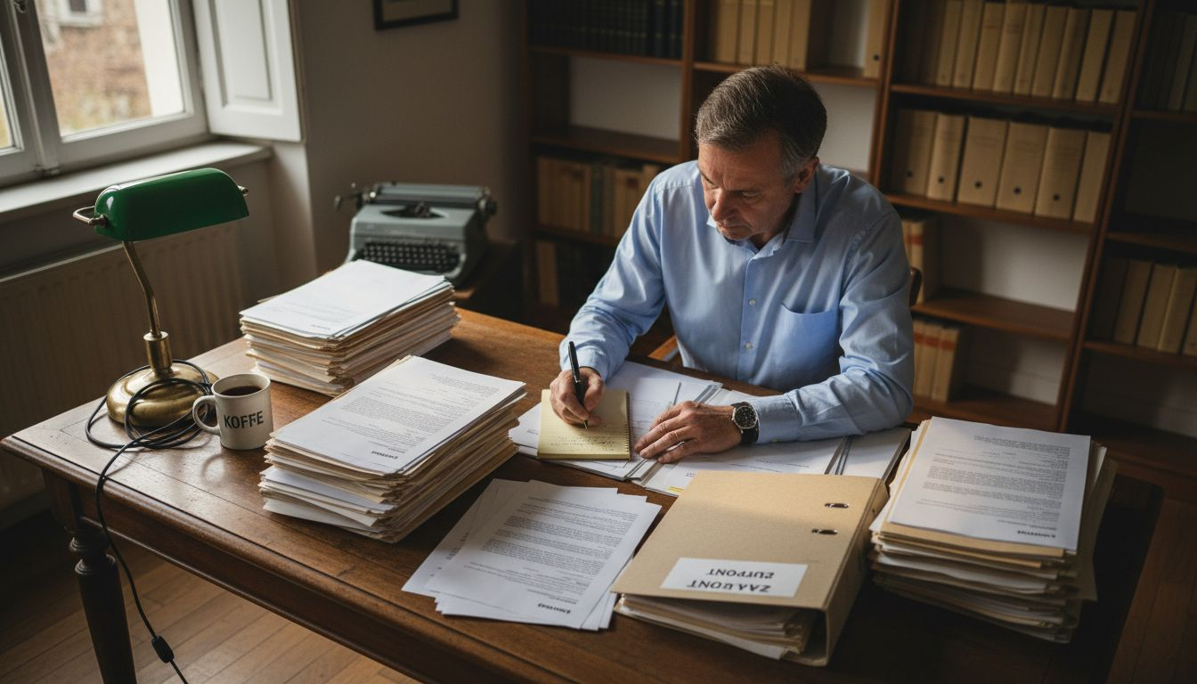 Man legt stap voor stap het proces van merkregistratie vast op kantoor