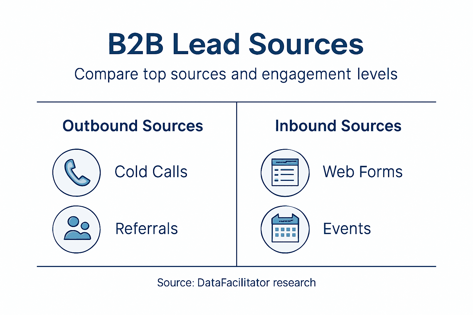 Infographic showing types of B2B lead sources