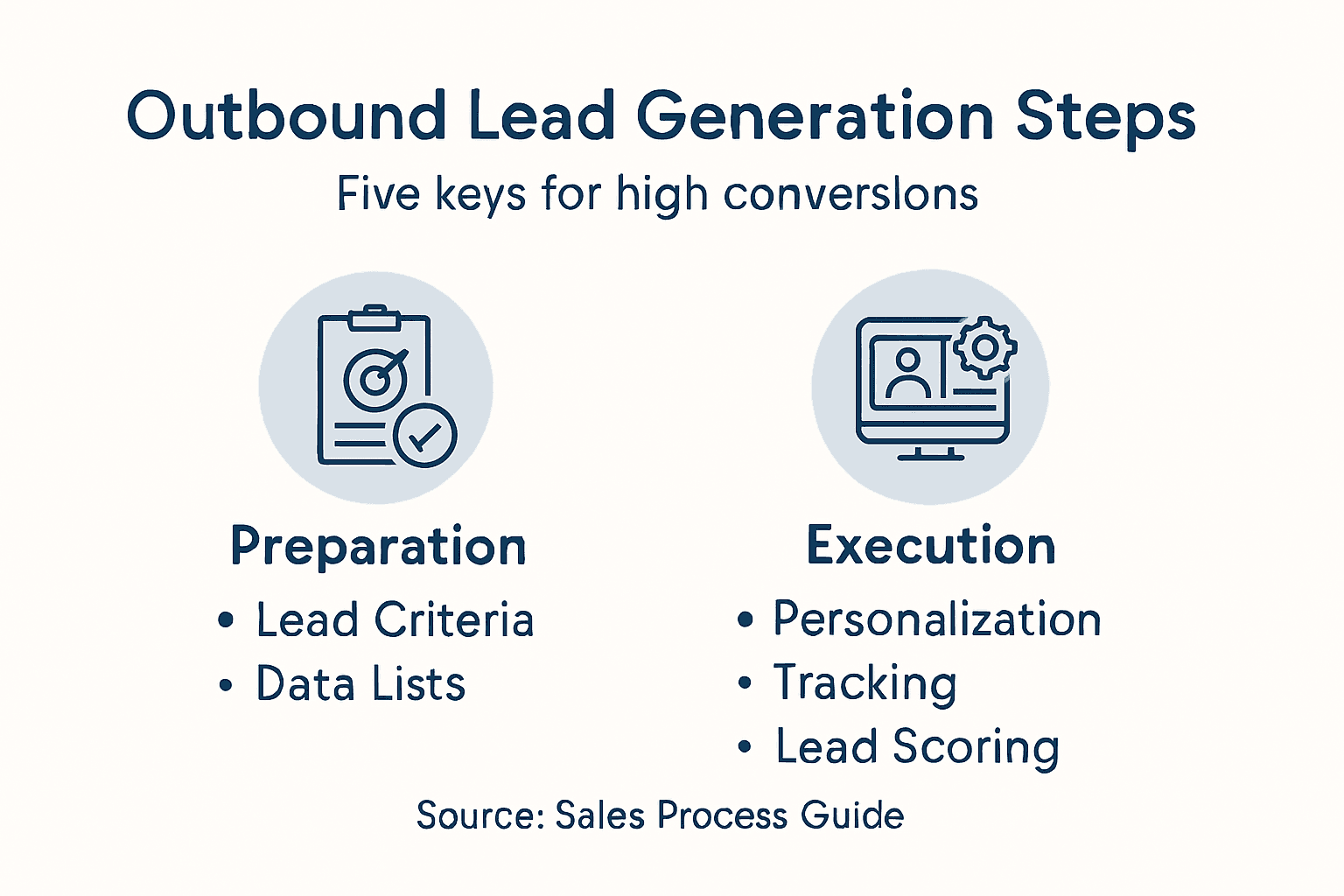 Infographic outlining outbound lead generation steps