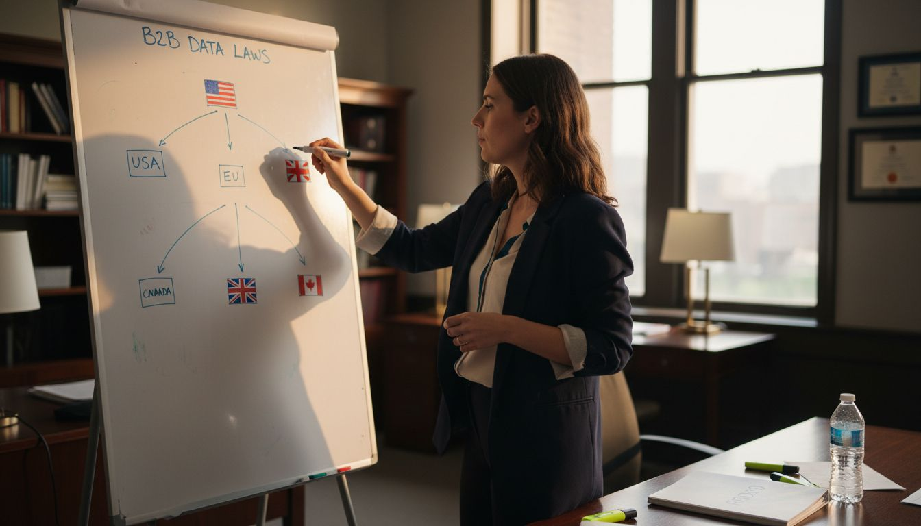 Compliance officer mapping international data law flowchart