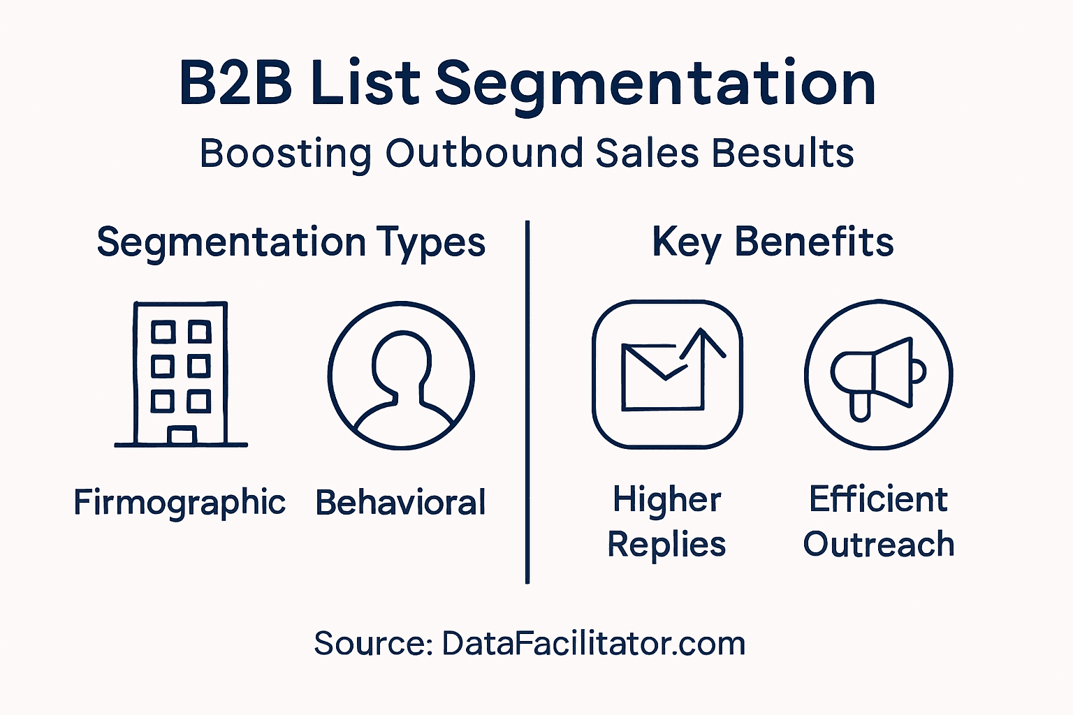 Infographic outlining segmentation types and sales benefits