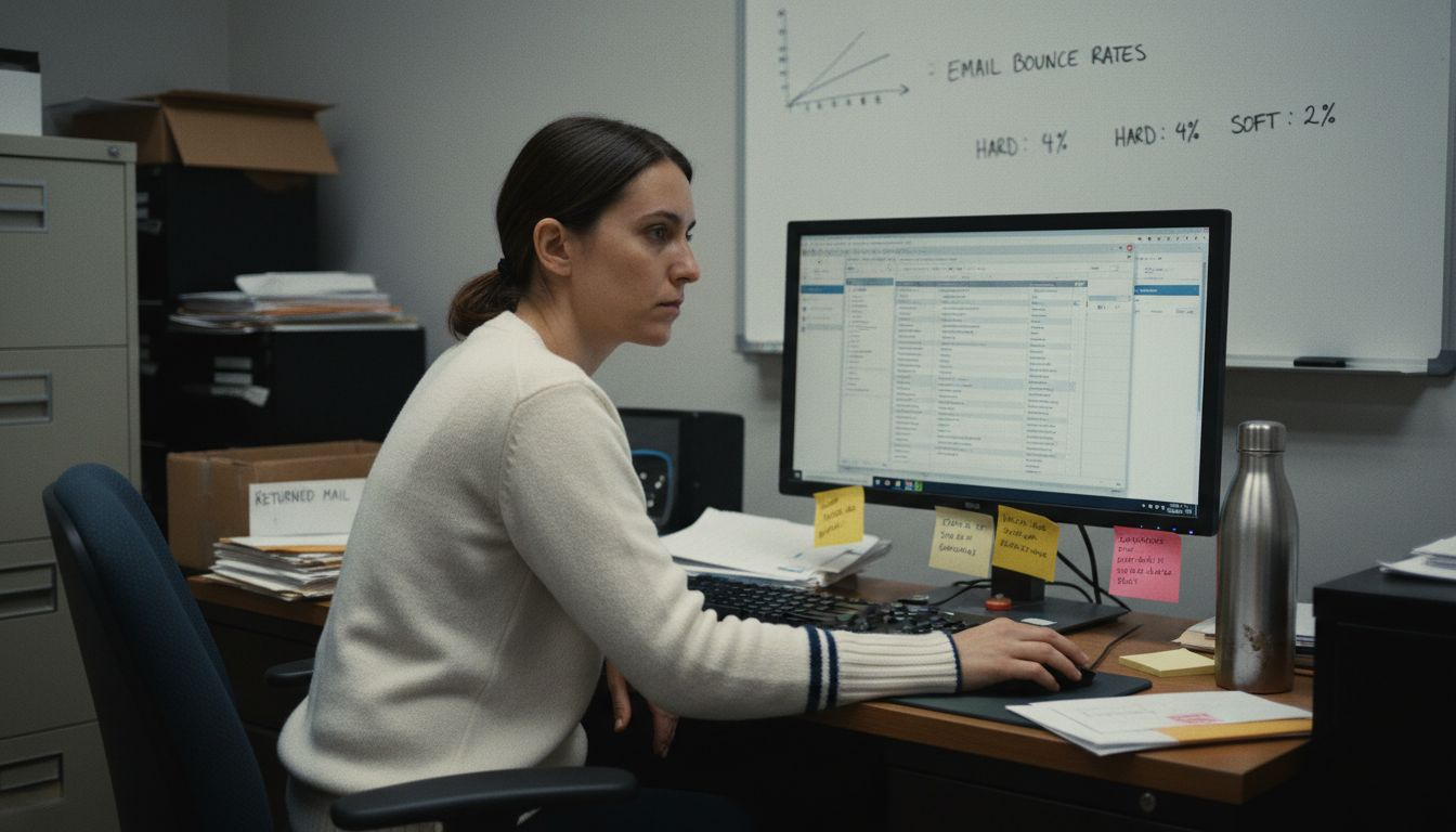 Woman verifies sales data at computer desk