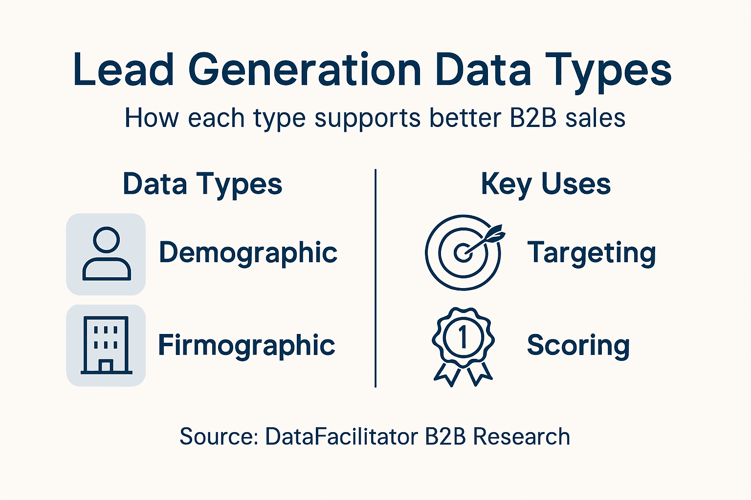 Infographic outlining B2B lead data types and uses