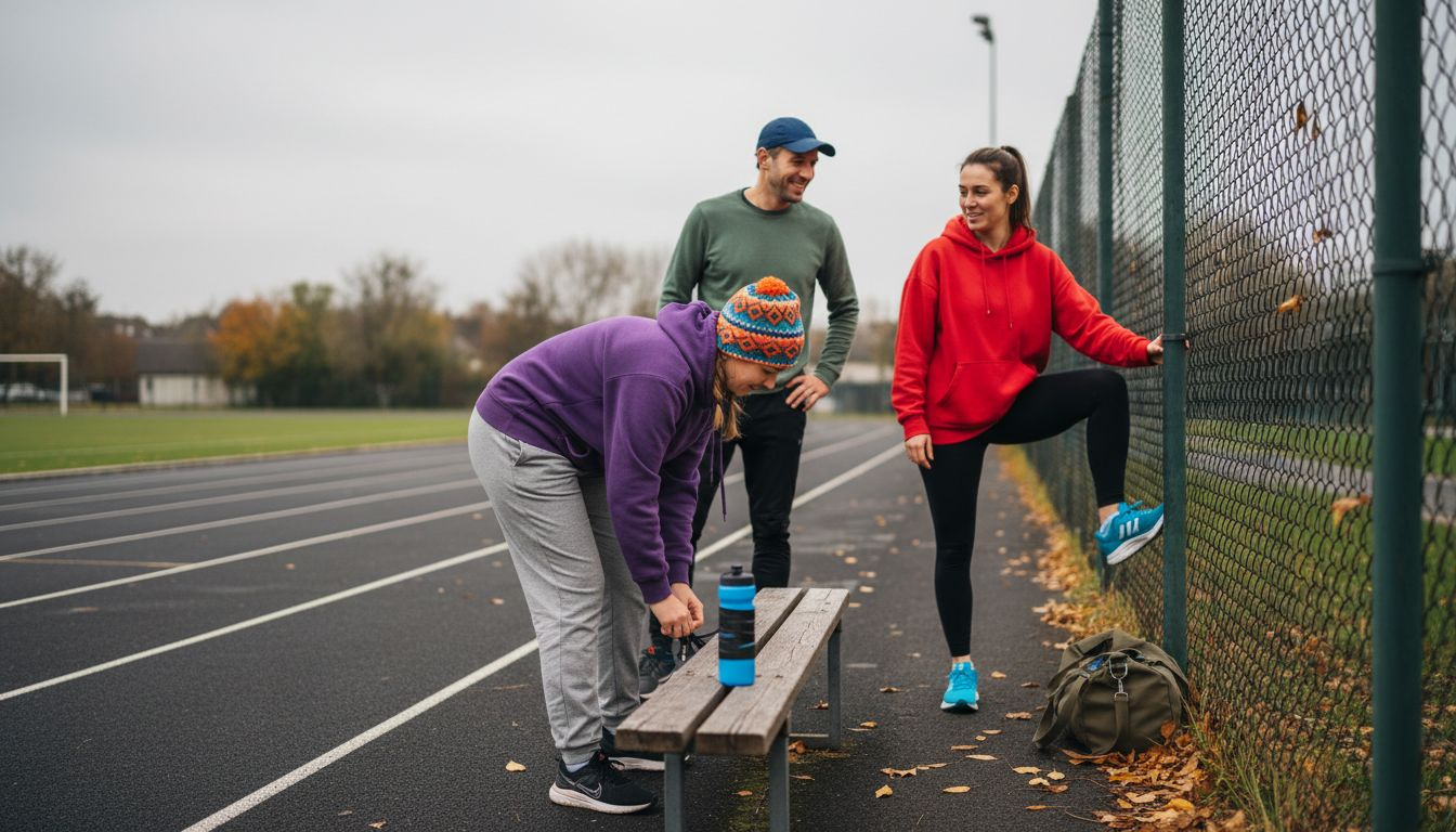 Friends preparing for group marathon training