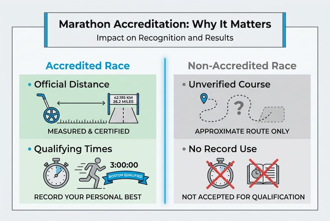 Infographic comparing accredited and non-accredited marathons