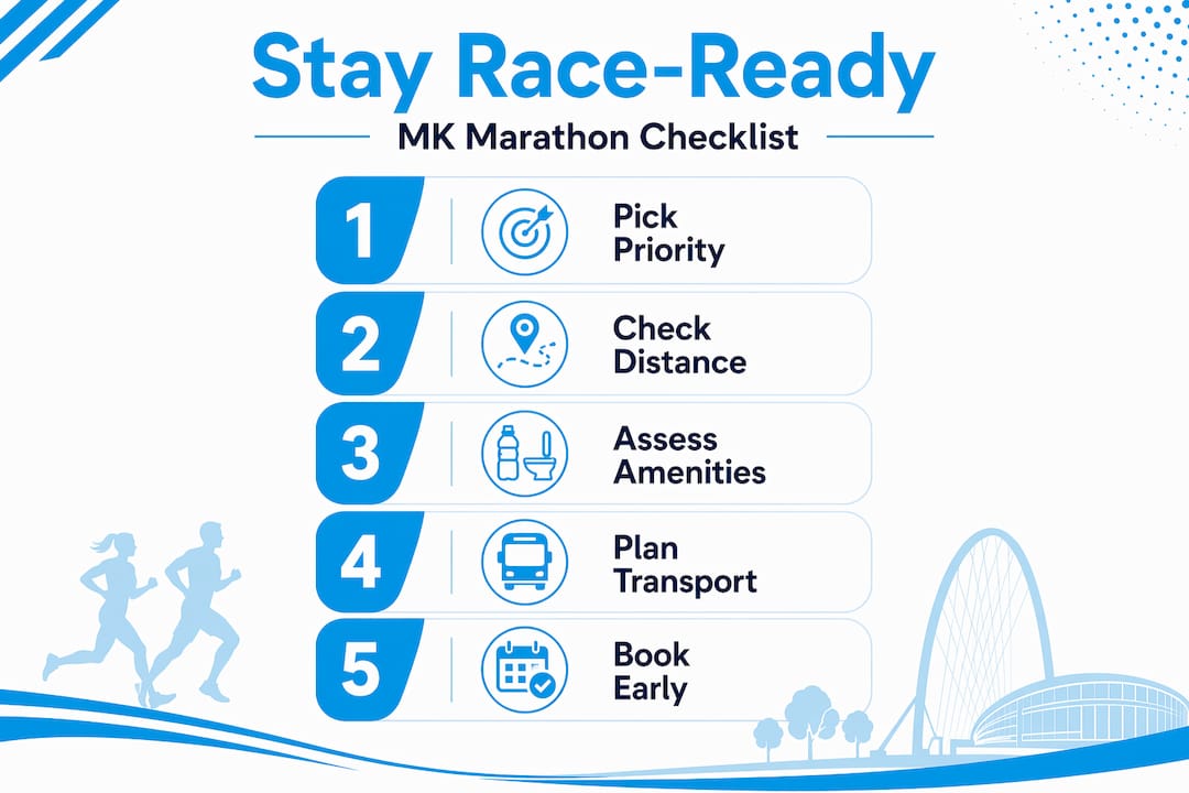 Infographic with marathon accommodation planning steps
