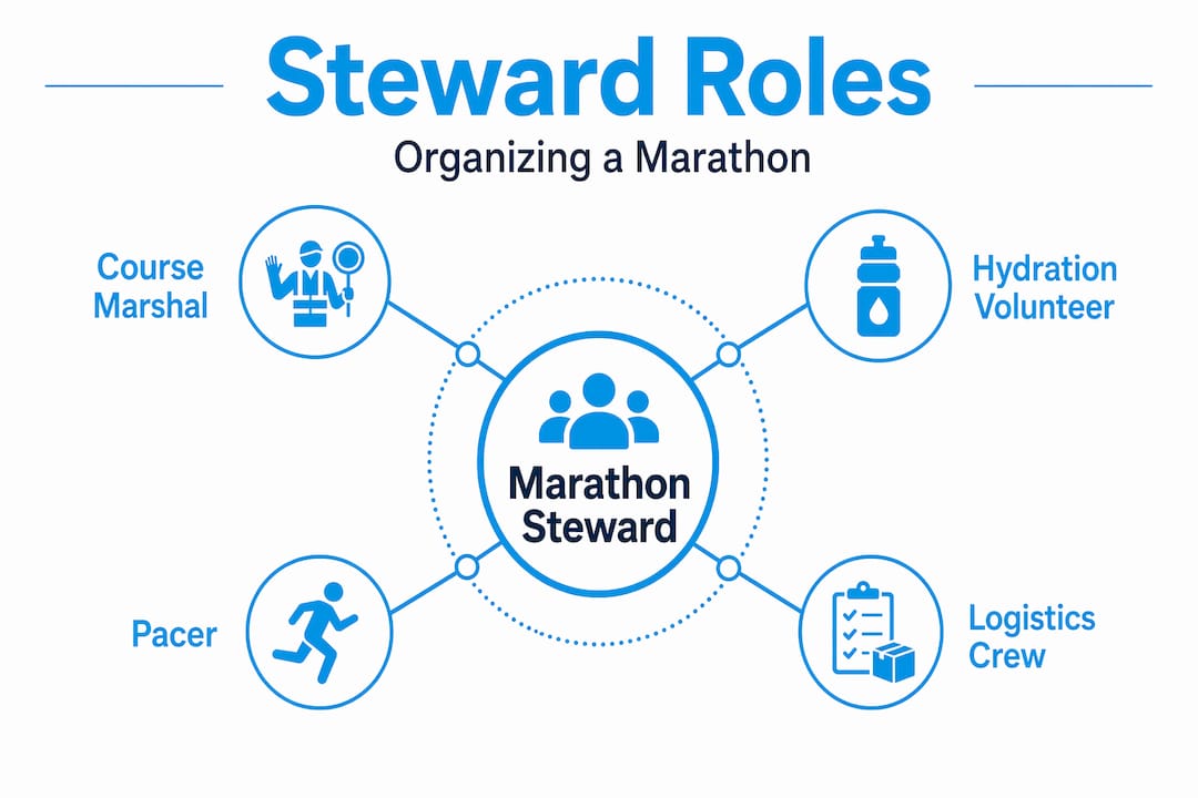 Infographic showing marathon steward roles hierarchy
