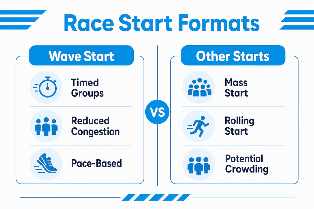 Infographic comparing wave start with other race starts