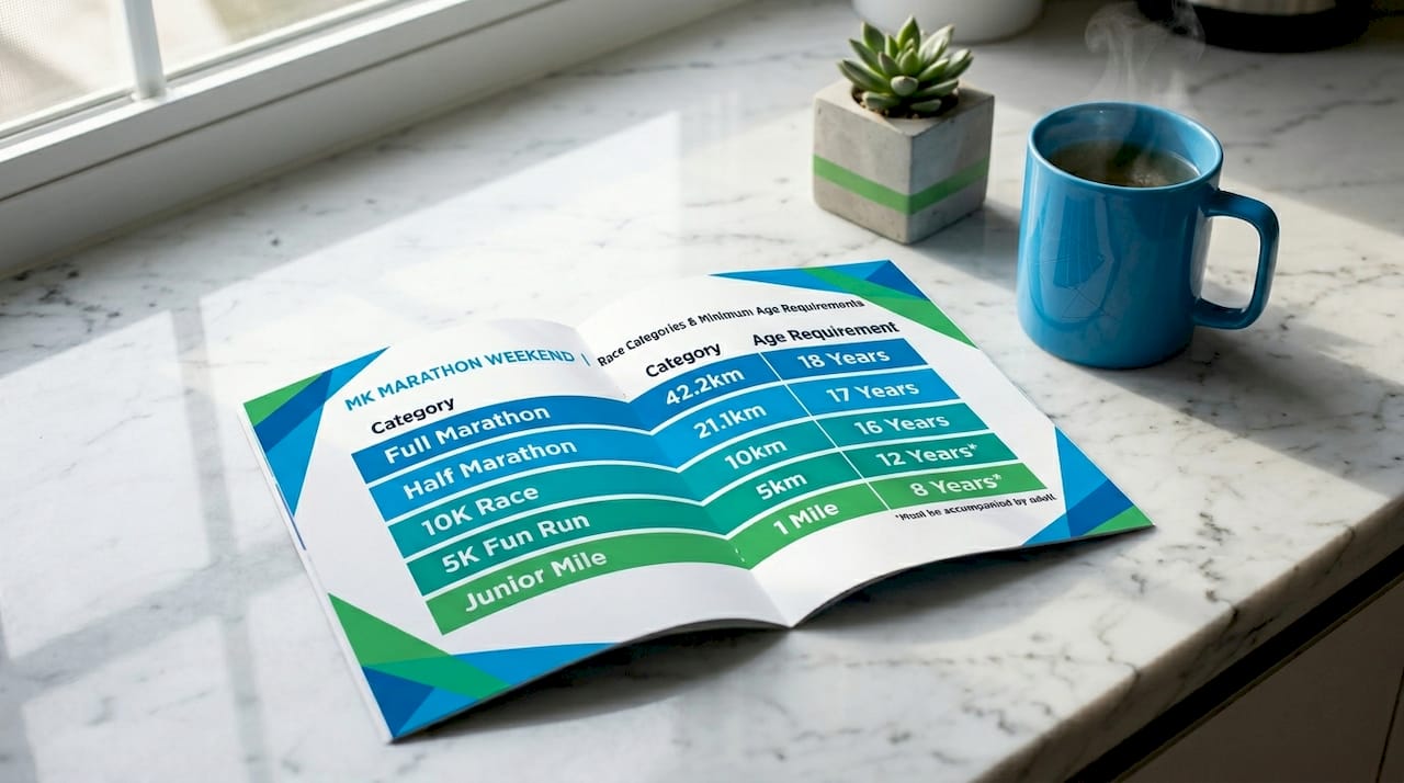 Race category age limits chart on brochure