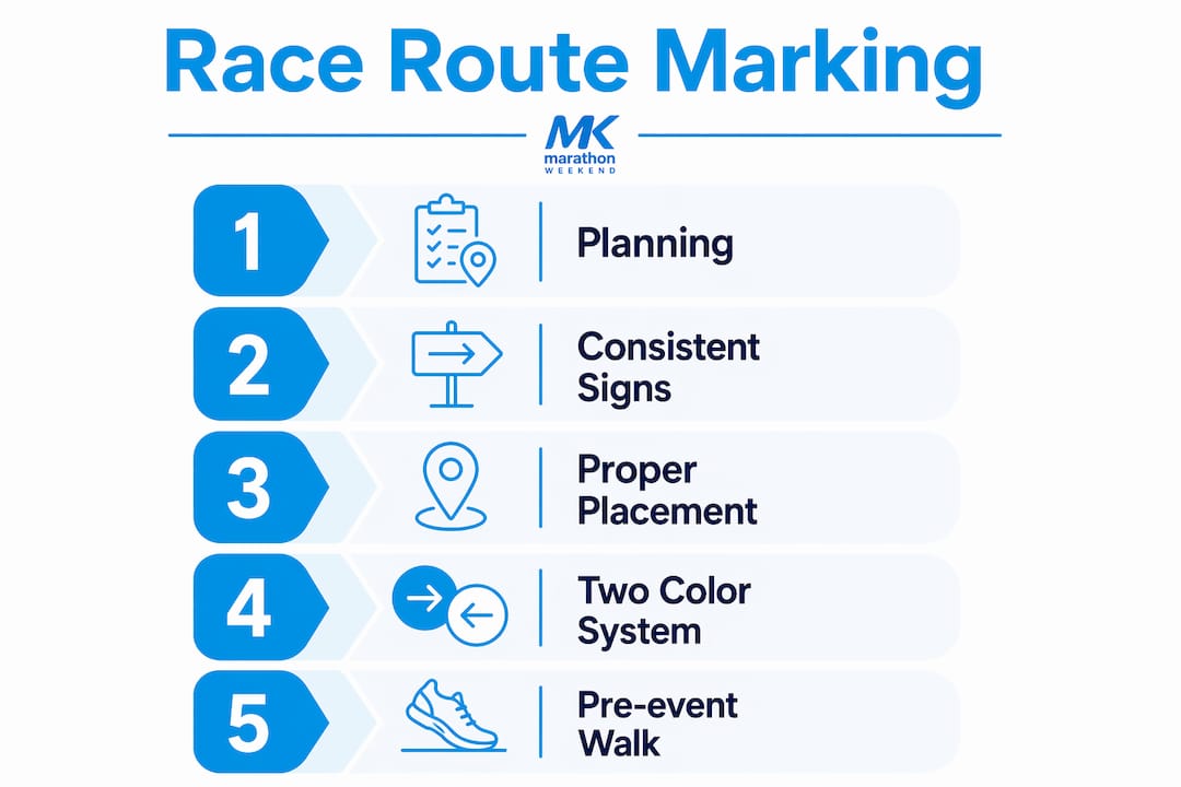 Infographic illustrating race route signage best practices