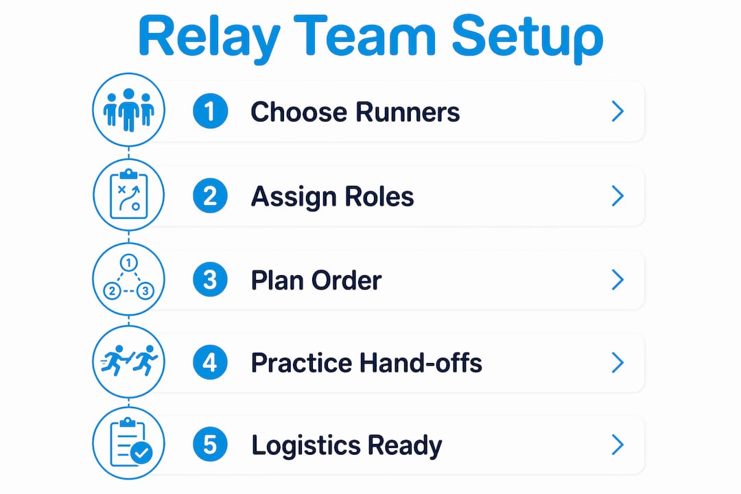 Infographic showing relay team organization steps