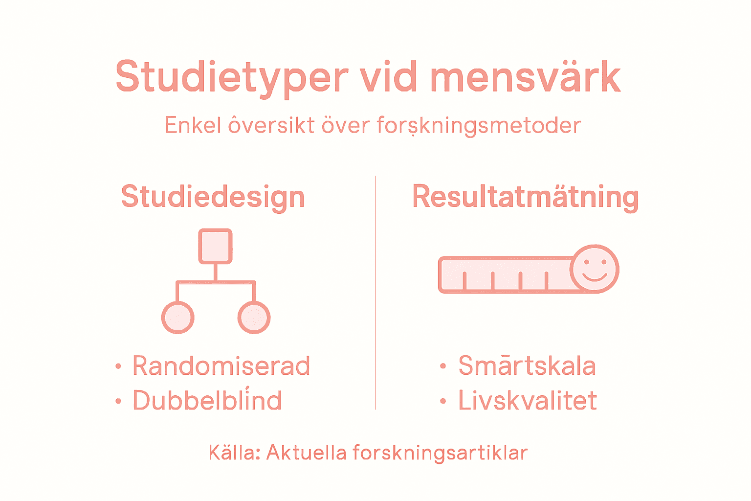 Illustration av olika studier kring mensvärk