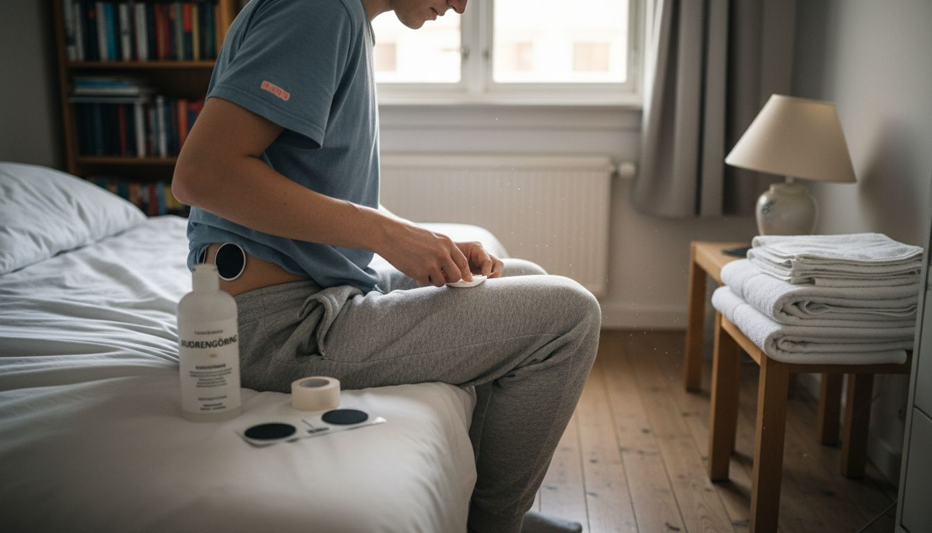 Att sätta på TENS-elektroder i sovrummet