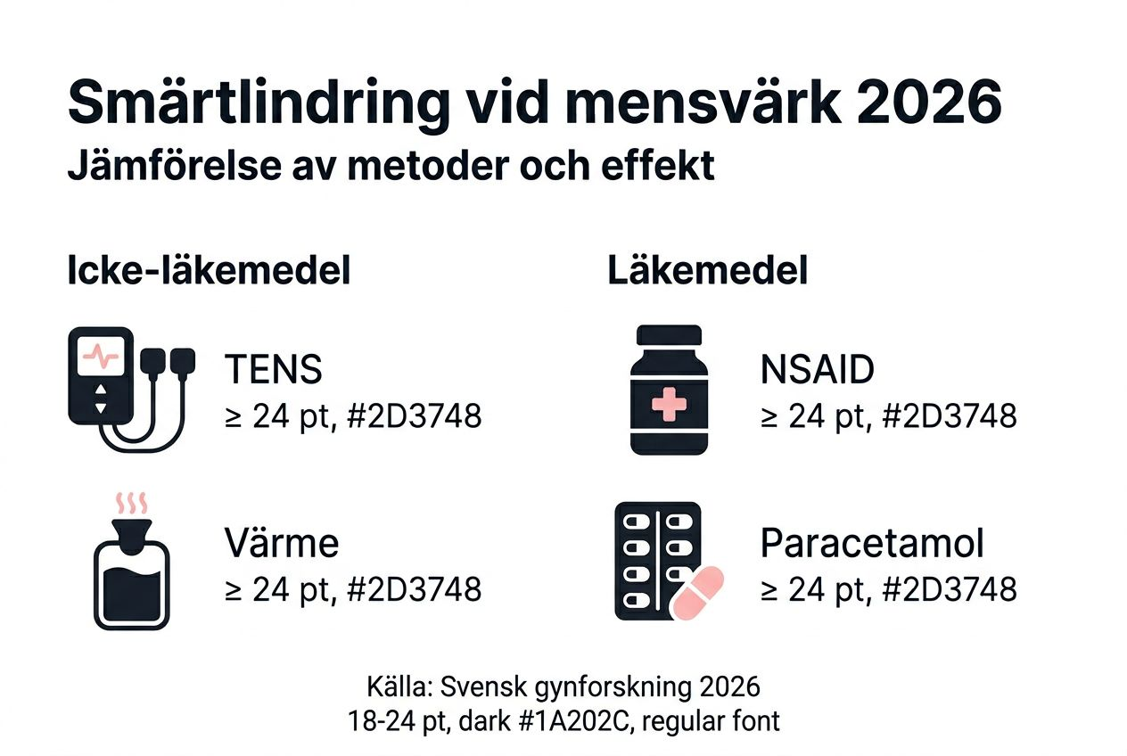 Infografik: Så skiljer sig olika metoder för smärtlindring vid mensvärk
