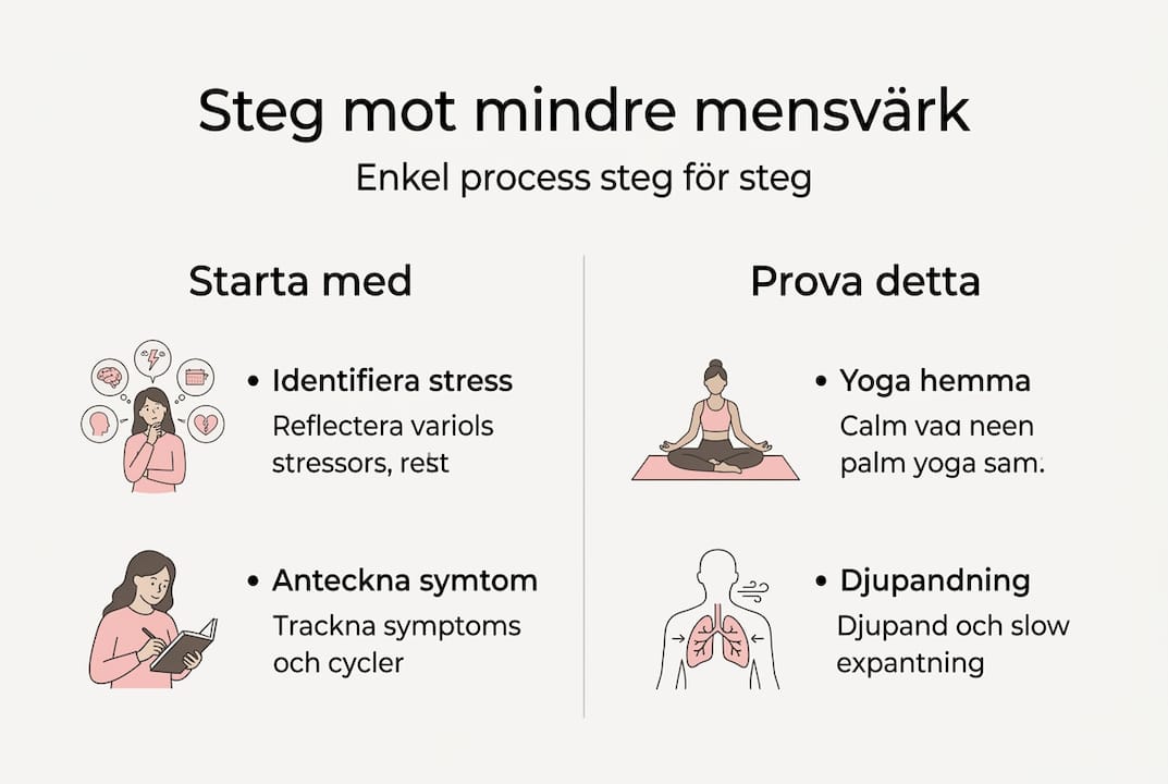 Guide i bild: Så hanterar du stress vid mensvärk – steg för steg