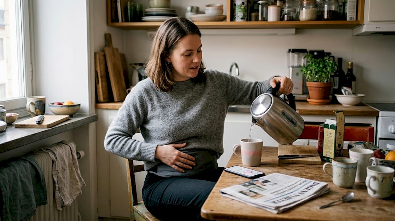 Kvinna ser över sin värmeterapiprodukt