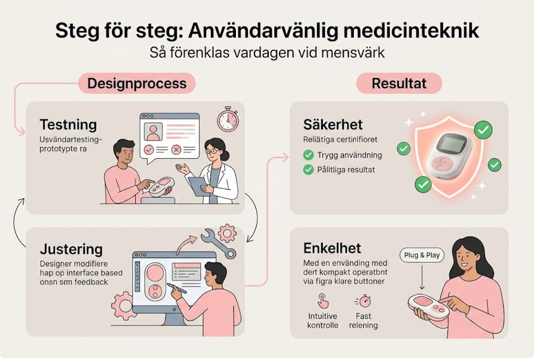 Så utvecklar vi användarvänlig medicinteknik – steg för steg i en överskådlig infografik