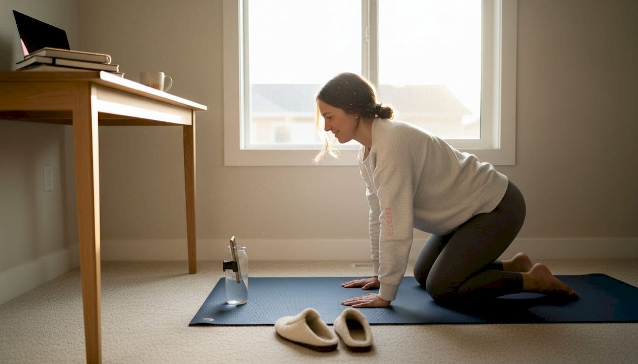 En kvinna tränar yoga för att förbättra sin hållning.
