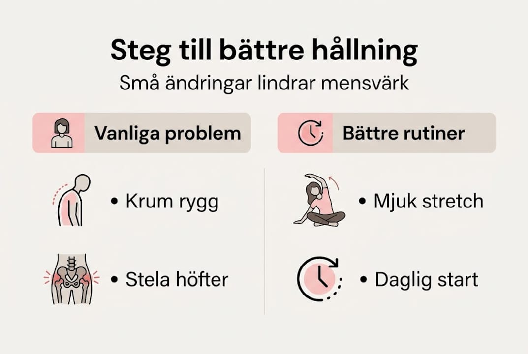 Illustration: Så kan din hållning påverka mensvärken