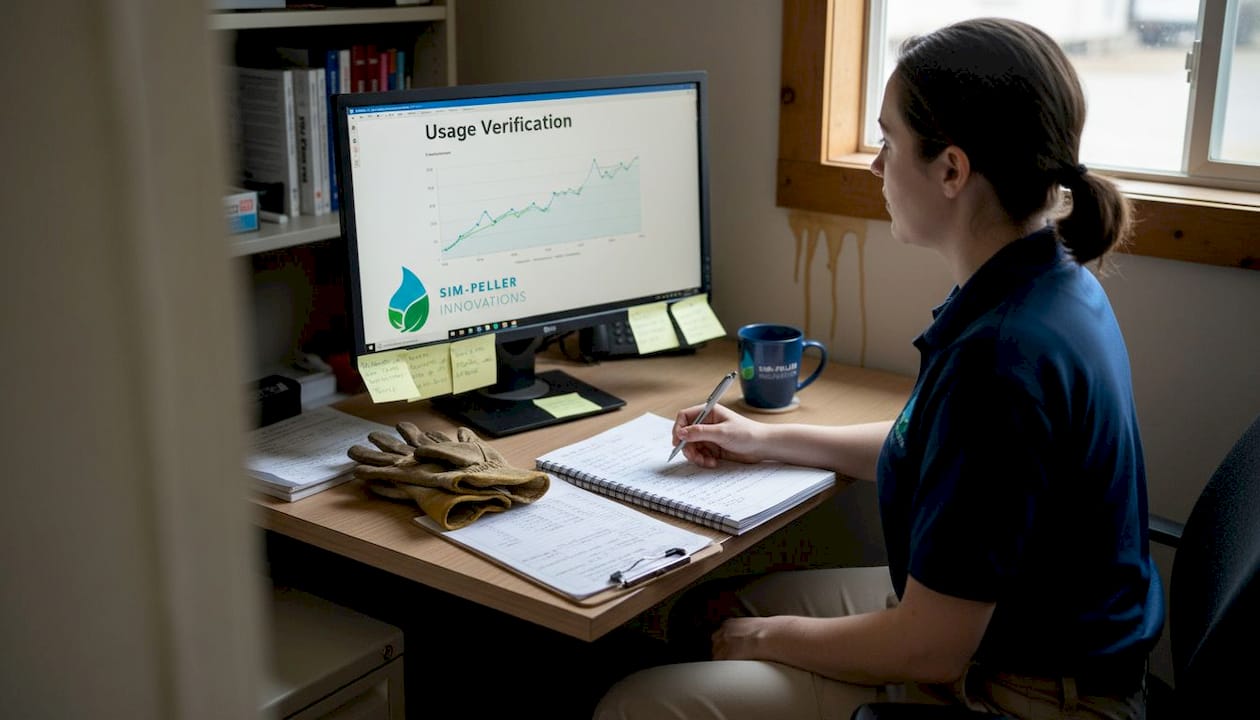 Supervisor reviewing water usage verification data