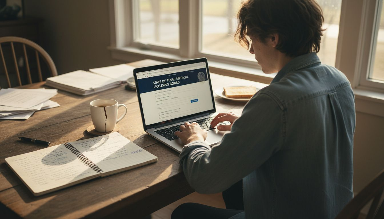 Person verifying therapist credentials online