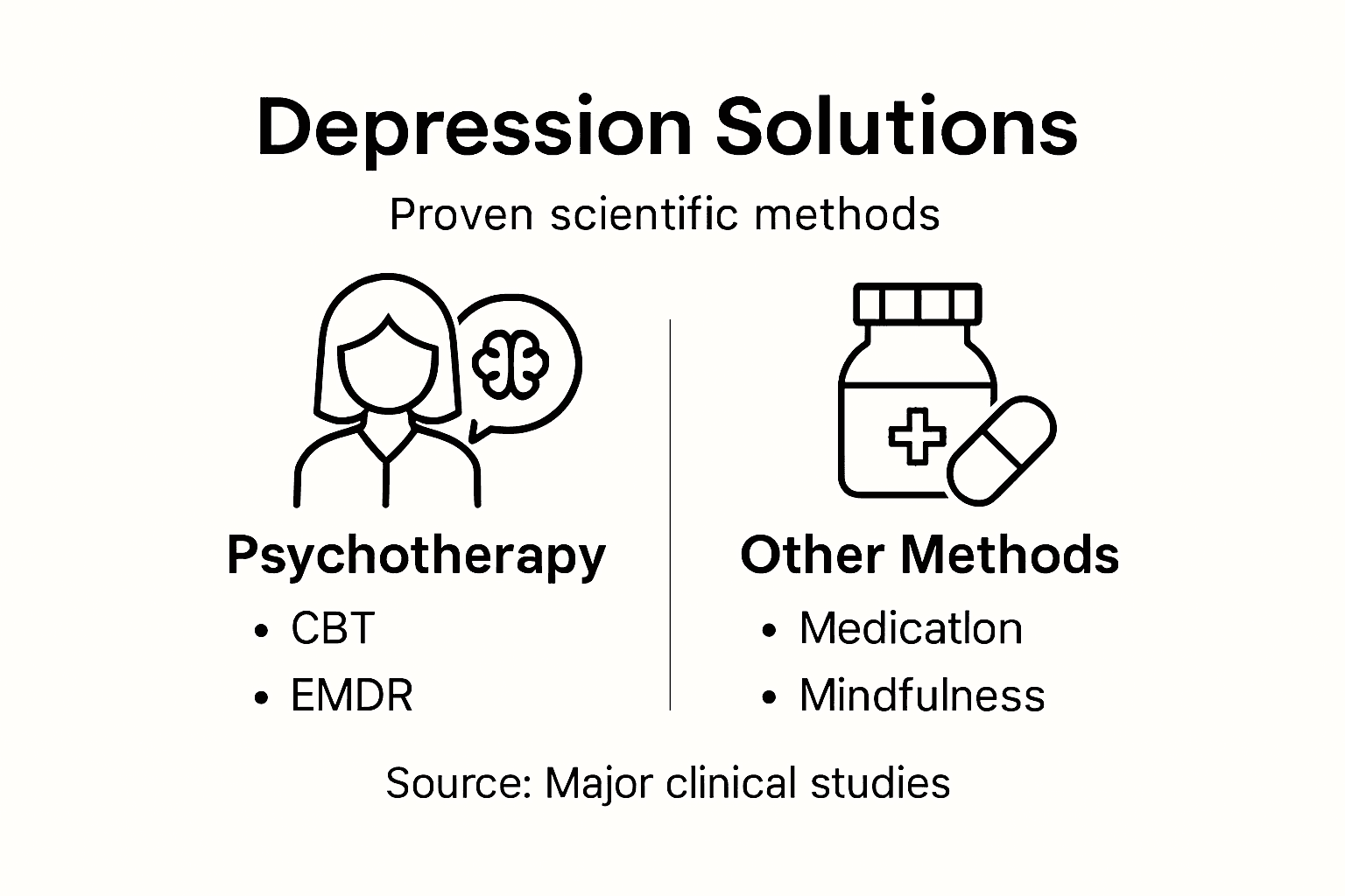 Infographic summarizing depression treatment methods