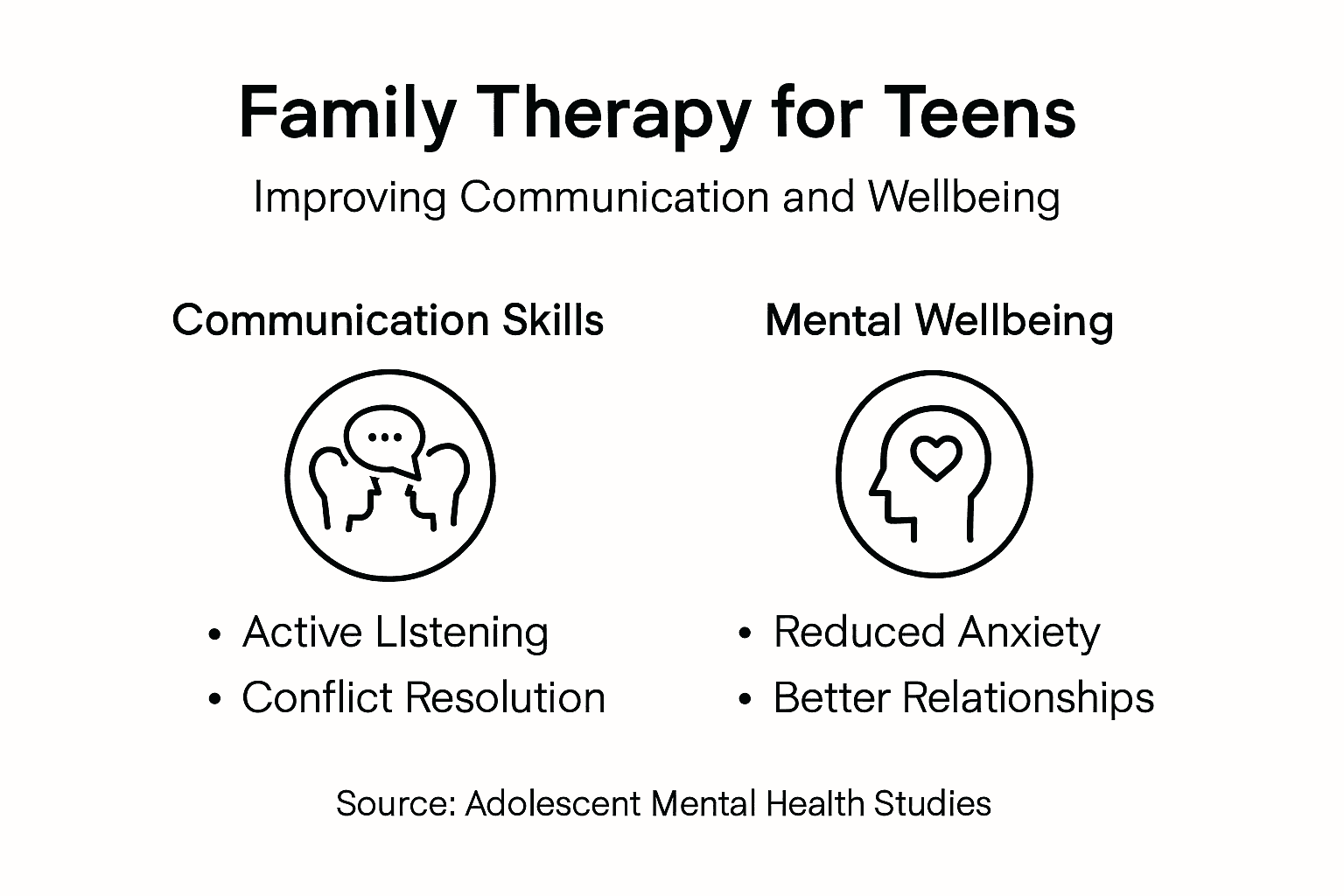 Infographic listing therapy benefits for teens