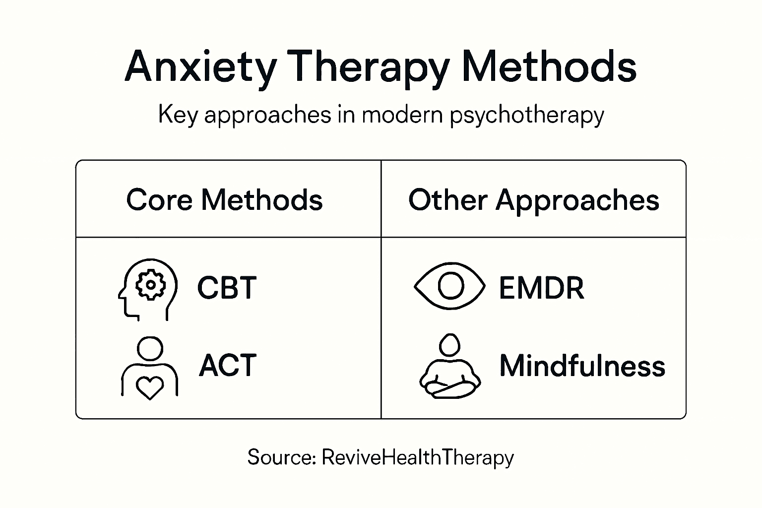 Infographic of main anxiety therapy methods