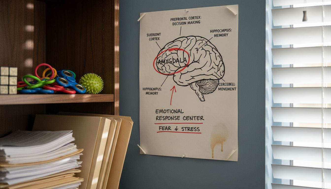 Brain diagram poster in therapist office