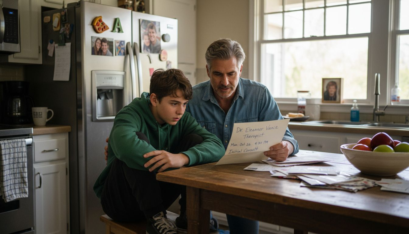 Parent prepping teen for therapy