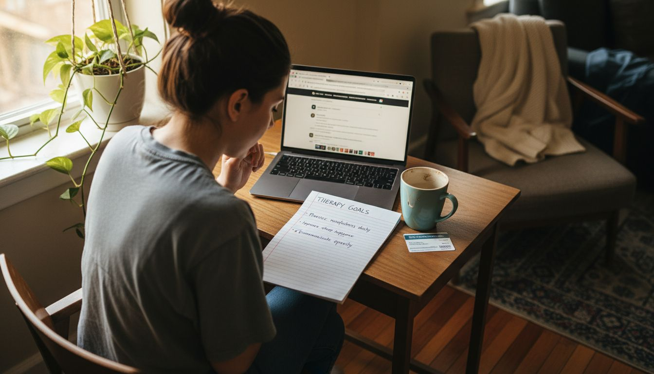 Woman preparing for first therapy session