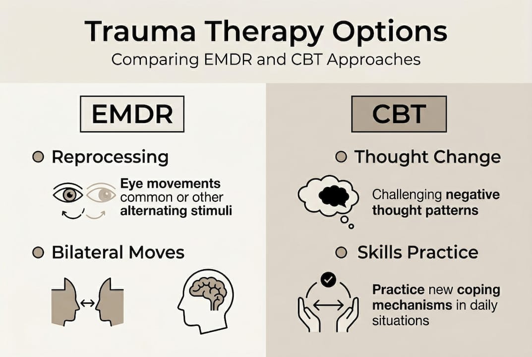 Infographic comparing EMDR and CBT therapies