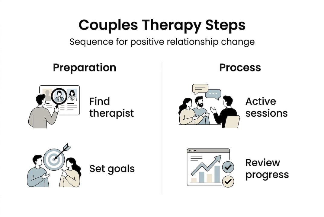 Infographic overview of couples therapy steps