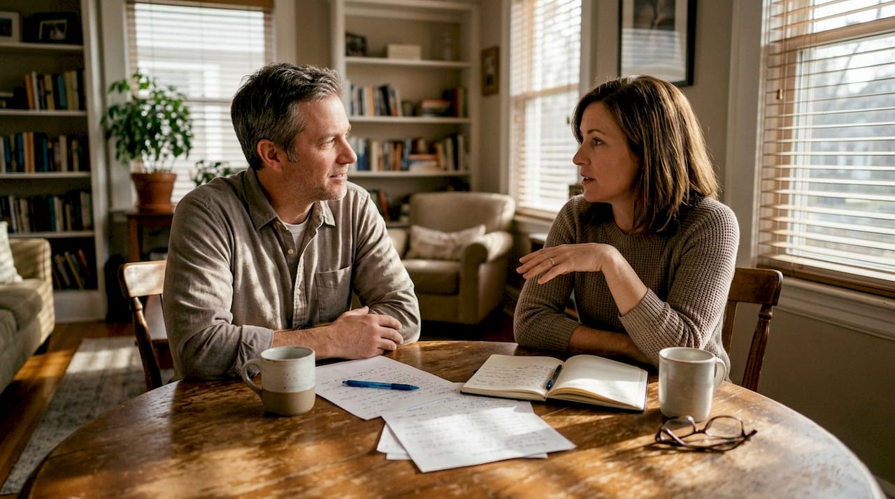 Couple practicing communication exercise at home