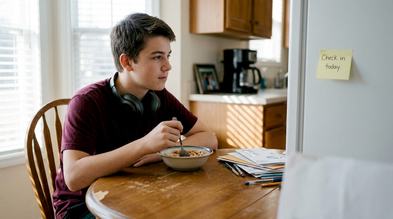 Teen noticing reminder for mental health check