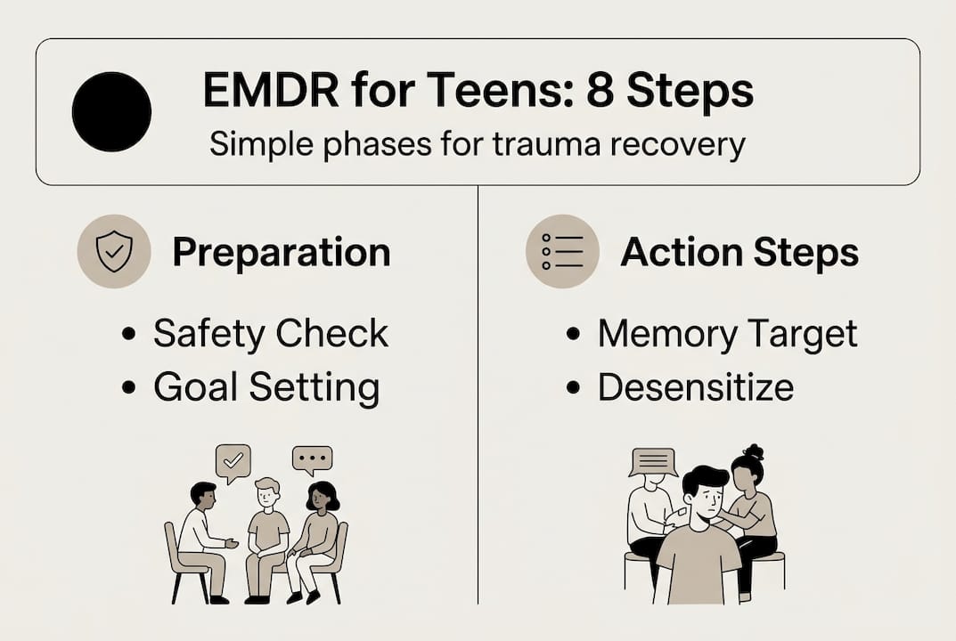 Infographic of EMDR 8 steps for teens
