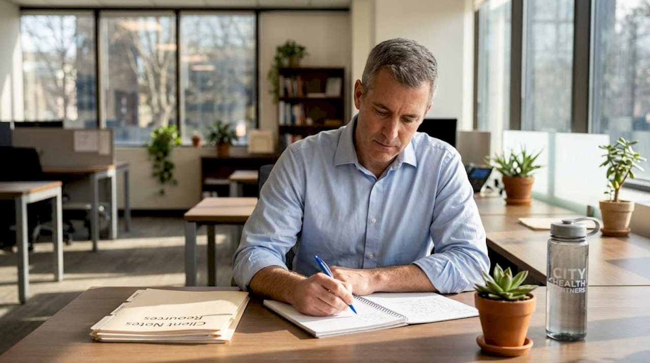 Therapist planning personalized therapy session