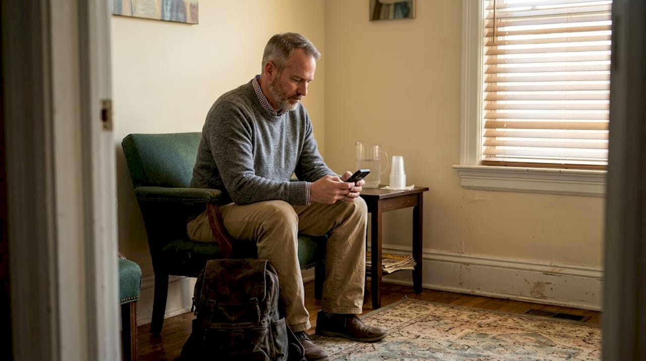 Client waiting in therapy room