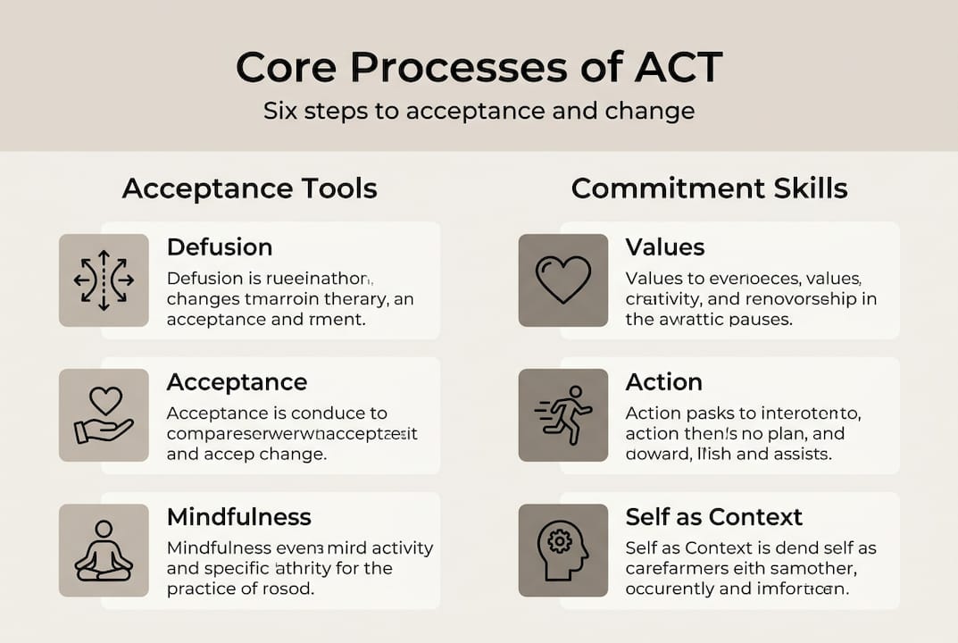 Infographic showing six ACT therapy processes