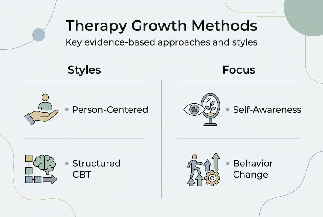 Infographic mapping therapy methods and growth focus