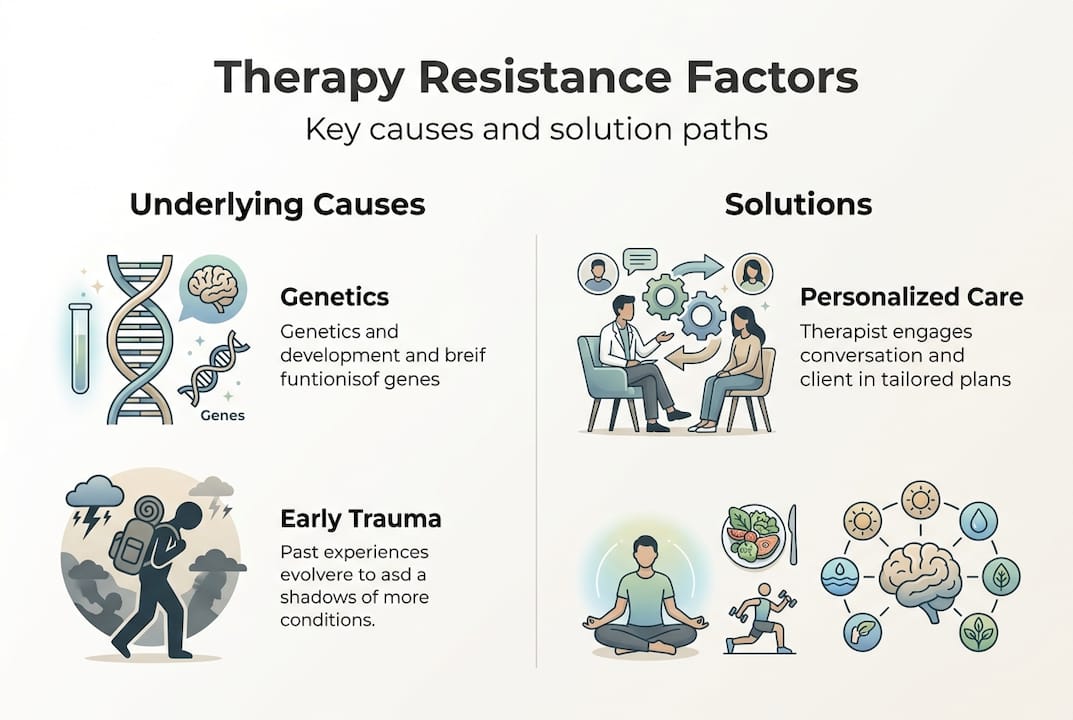 Infographic showing causes and solutions for therapy resistance