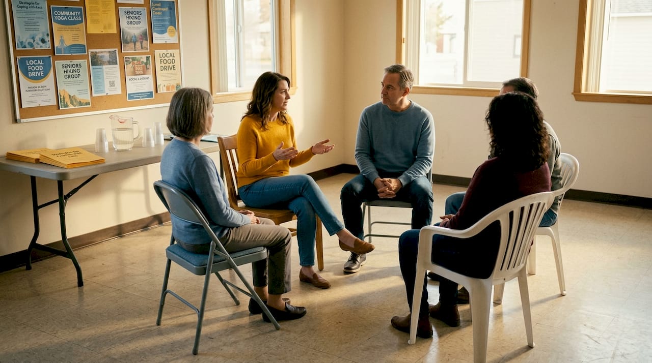Support group meeting on grief recovery