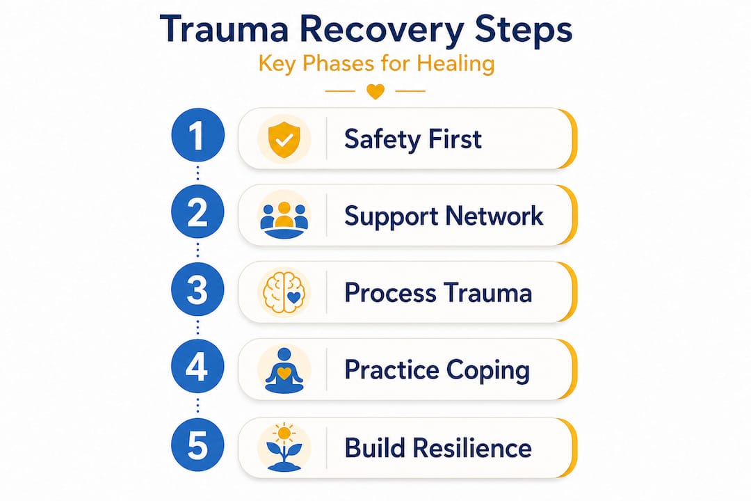Infographic of five trauma recovery steps