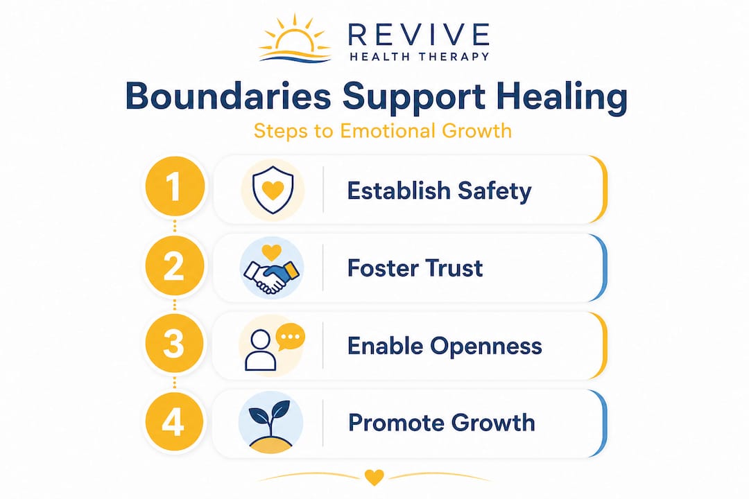 Infographic showing steps boundaries support healing