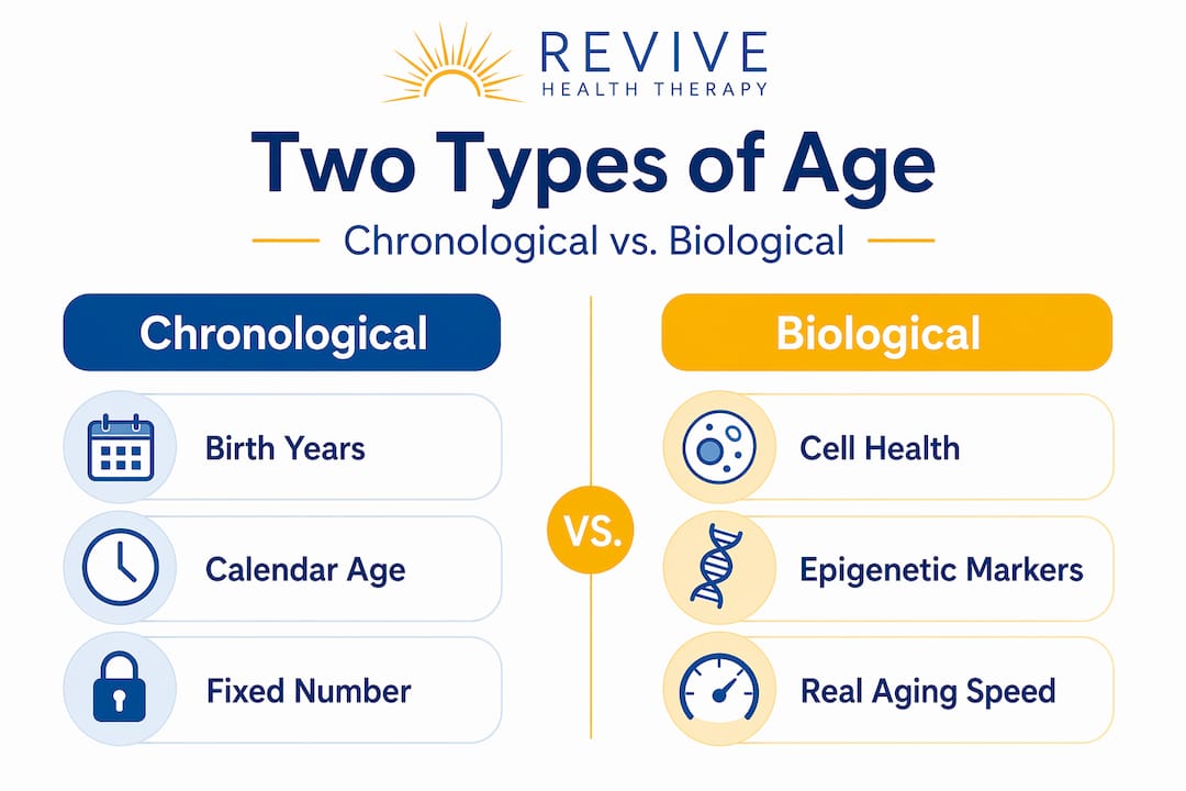 Infographic comparing chronological and biological age