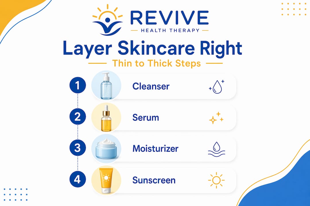 Infographic on correct skincare layering steps