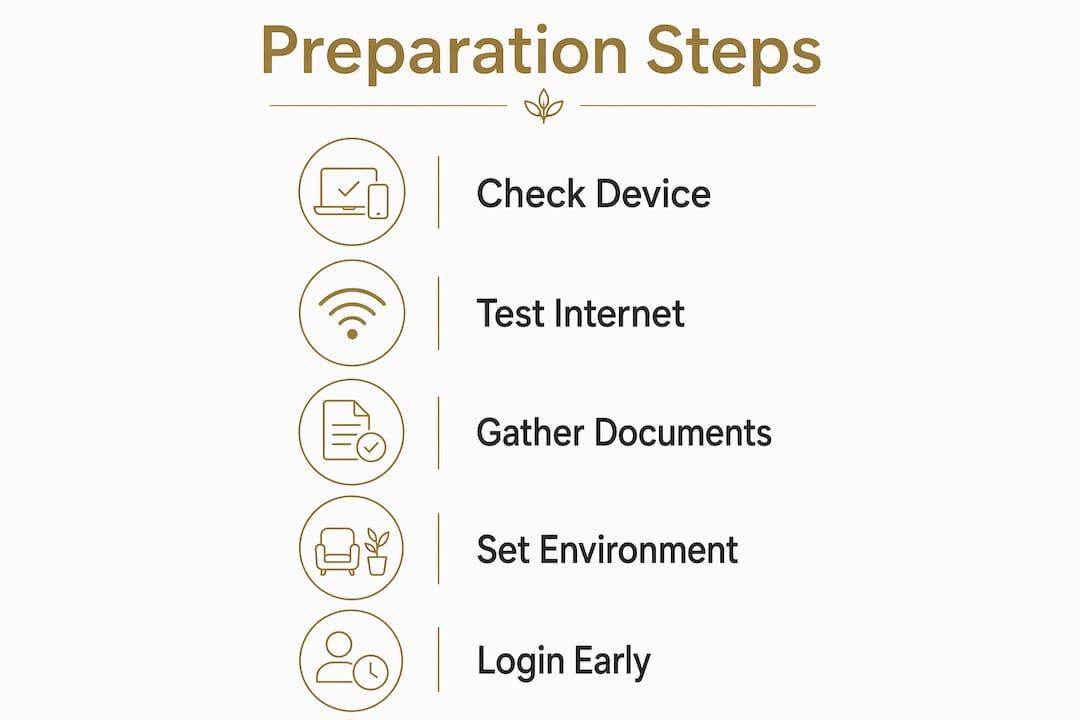 Infographic illustrating steps to prepare for telehealth appointment